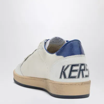 Golden Goose Ball Star Sneakers In White Nappa Leather With Light Blue Laminated Leather Star And Heel Tab In White