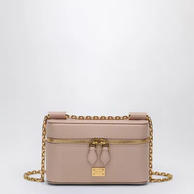 Dolce & Gabbana Sicily Cube Leather Vanity Crossbody Bag In Beige