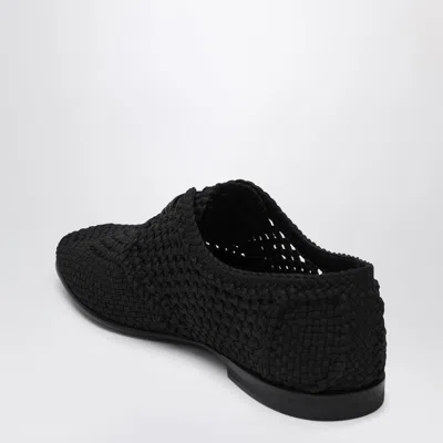 Dolce & Gabbana Black Lace-up Shoes With Woven Design In Black