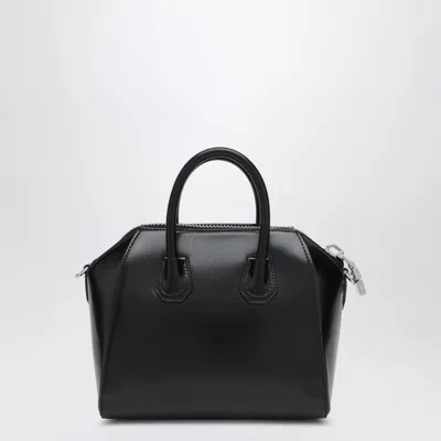 Givenchy Mini Antigona Box Leather Tote Bag With Two-way Carrying Option In Black