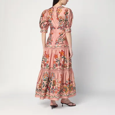 Farm Rio Garden Delight Pink Short Sleeve Maxi Dress In Pink