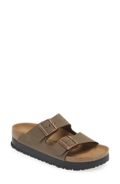 Birkenstock Heel Sandals With Cork Sole And Open Toe In Mocha