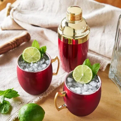 Twine Moscow Mule Mug And Cocktail Shaker, Set Of 3 In Red