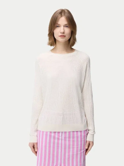 Gobi Mongolian Cashmere Silk Cashmere Textured Sweater In Whisper White