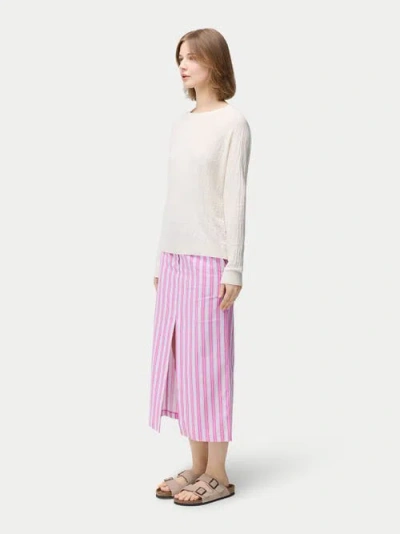 Gobi Mongolian Cashmere Silk Cashmere Textured Sweater In Whisper White