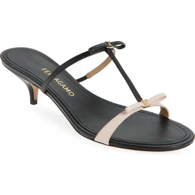 Ferragamo Kitten-heel Sandals With Bow T-strap In Multi