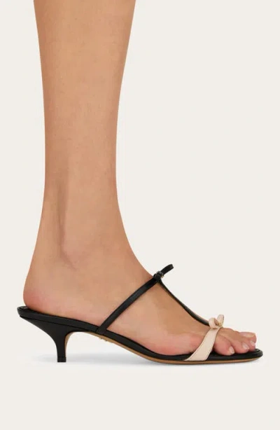Ferragamo Kitten-heel Sandals With Bow T-strap In Multi