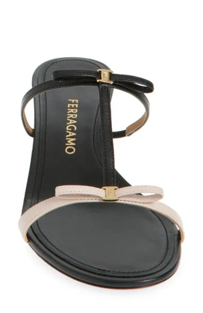 Ferragamo Kitten-heel Sandals With Bow T-strap In Multi