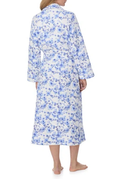 Eileen West Floral Quilted Cotton Blend Ballet Robe In White/blue Flower