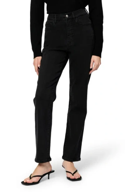 Warp & Weft Ase Stretch High Rise Straight Jean In Jet Black