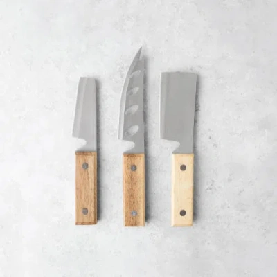 Twine Rustic Cheese Knives Set Of 3 In Wood