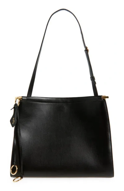 Alaïa Le Click Medium Curve Shoulder Bag In Glossy Leather In Noir