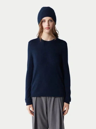 Gobi Mongolian Cashmere Cashmere Hat And Sweater Set In Total Eclipse