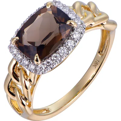 Kahn High Jewelry Smoky Quartz Ring With Diamonds In Brown