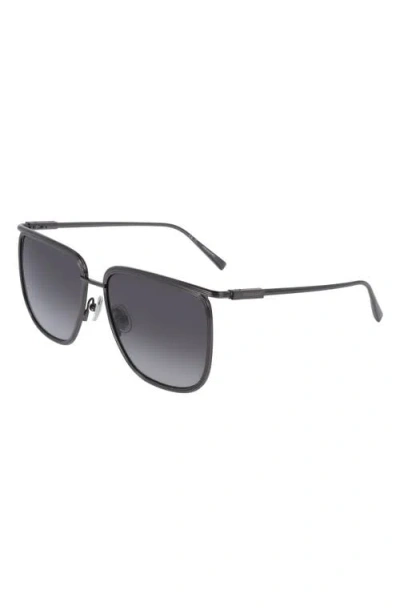 Ferragamo 58mm Gradient Modified Rectangular Sunglasses In Dark Ruthenium