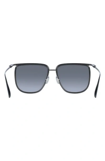 Ferragamo 58mm Gradient Modified Rectangular Sunglasses In Dark Ruthenium