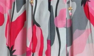 Apny Print Short Sleeve Midi Dress In Pink Multi