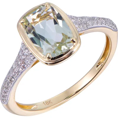 Kahn High Jewelry Green Amethyst Ring With Diamonds In Green