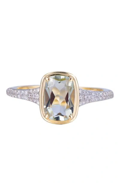 Kahn High Jewelry Green Amethyst Ring With Diamonds In Green