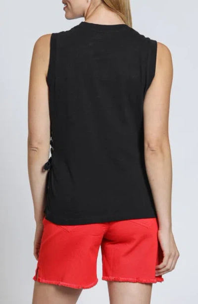 Apny Side Laced Cotton Tank In Black