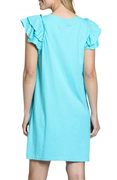 Apny Double Ruffle Sleeve Cotton Minidress In Capri