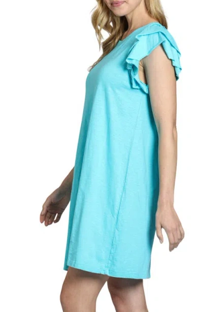 Apny Double Ruffle Sleeve Cotton Minidress In Capri