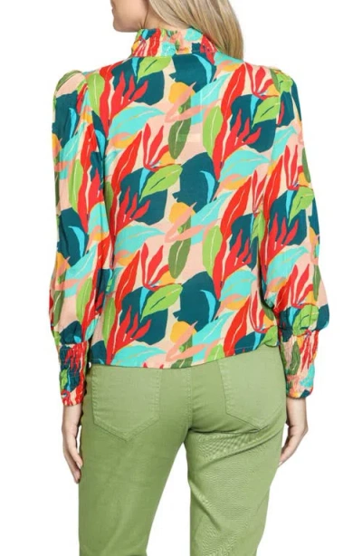 Apny Print High Neck Shirt In Orange Multi