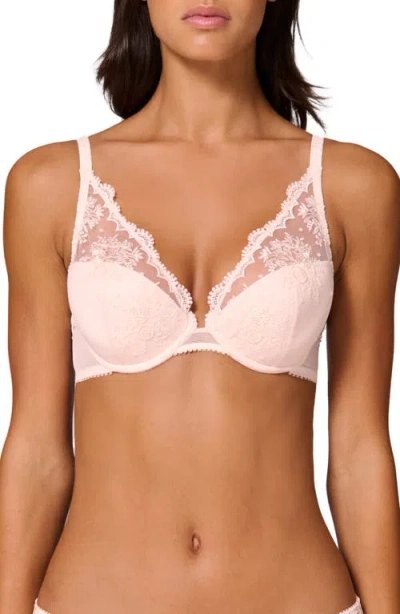 Simone Perele Intrigue Floral Embroidered Triangle Bra In Sakura Pink
