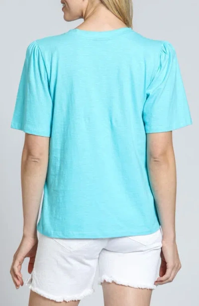 Apny Split Neck T-shirt In Blue