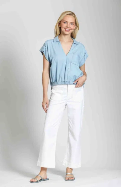 Apny Wrap Front Top In Light Indigo