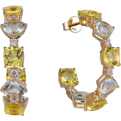Kahn High Jewelry Green Amethyst & Lemon Quartz Earrings With Diamonds In Green & Lemon