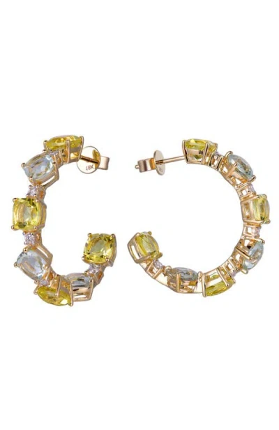 Kahn High Jewelry Green Amethyst & Lemon Quartz Earrings With Diamonds In Green & Lemon