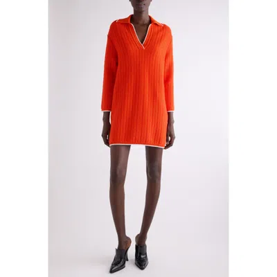 Givenchy Rib Polo Sweater Minidress In Orange