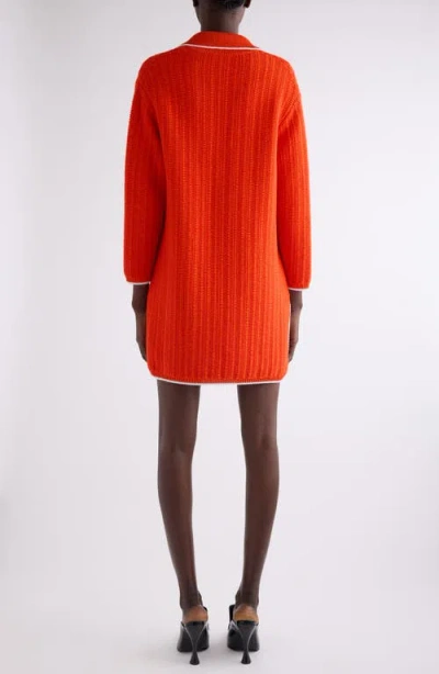 Givenchy Rib Polo Sweater Minidress In Orange