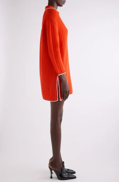 Givenchy Rib Polo Sweater Minidress In Orange