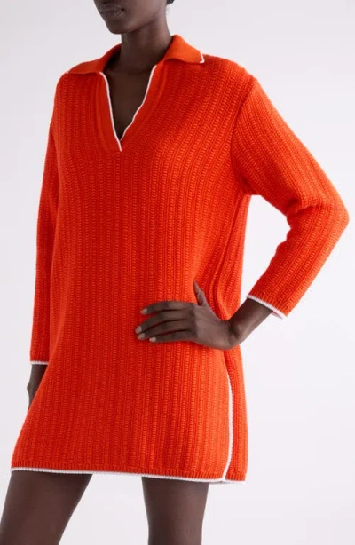 Givenchy Rib Polo Sweater Minidress In Orange