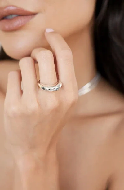 Ettika Modern Flow Statement Ring In Silver