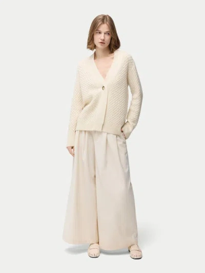 Gobi Mongolian Cashmere Textured One Button-front Cashmere Cardigan In Off White