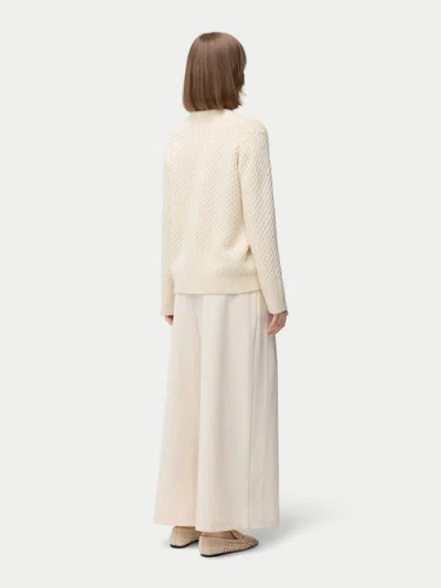 Gobi Mongolian Cashmere Textured One Button-front Cashmere Cardigan In Off White