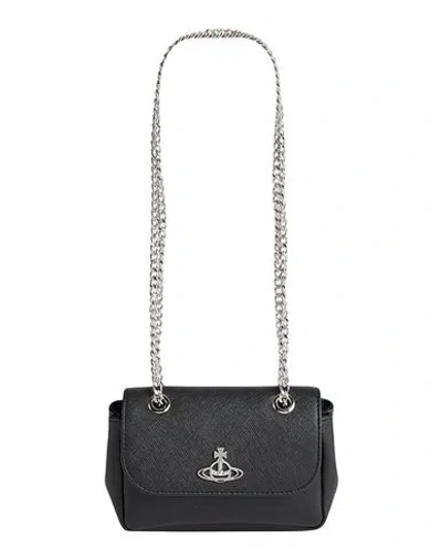 Vivienne Westwood Textured Black Handbag With Chain Strap