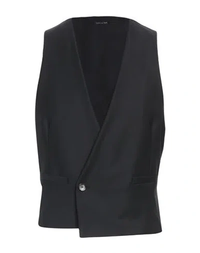 Patrizia Pepe Man Tailored Vest Black Size 38 Polyester, Virgin Wool, Elastane In Black