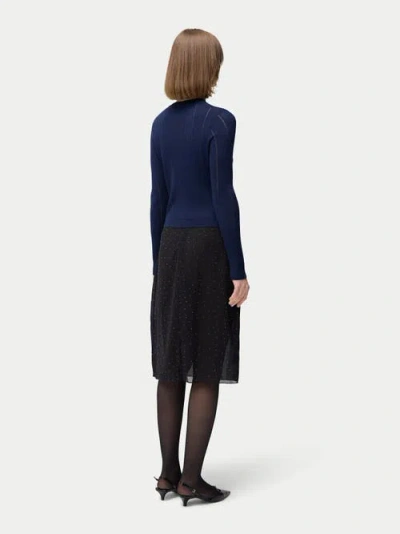 Gobi Mongolian Cashmere Hidden Button-front Cashmere Silk Cardigan In Mood Indigo