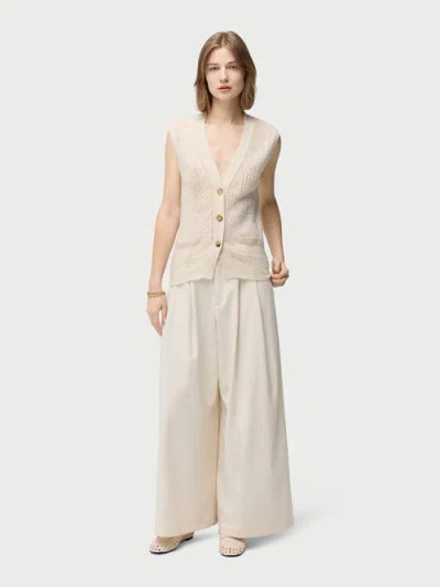 Gobi Mongolian Cashmere Mixed Pattern Cashmere Vest In Off White