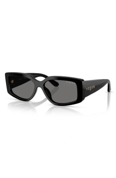 Vogue 55mm Polarized Rectangular Sunglasses In Black