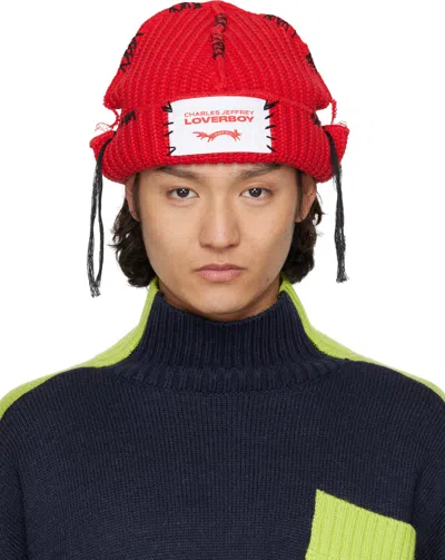 Charles Jeffrey Loverboy Ssense Exclusive Red Carolean Beanie In Red
