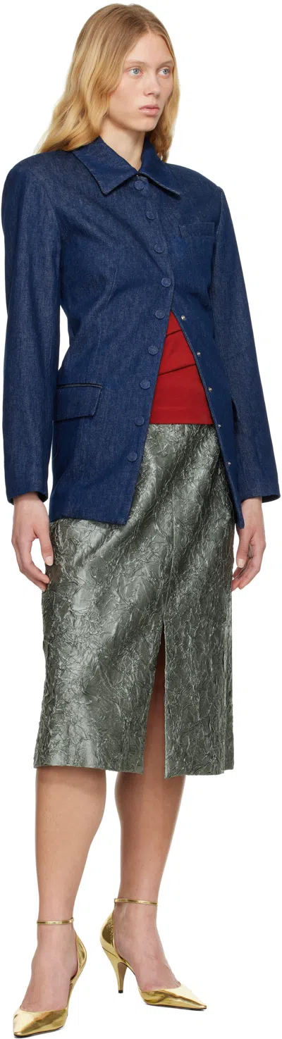 Dries Van Noten Navy Press-stud Denim Jacket In 504 Blue