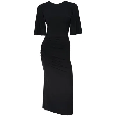 Me&thee Women's Nevertheless Black Ruched Midi Dress In Black