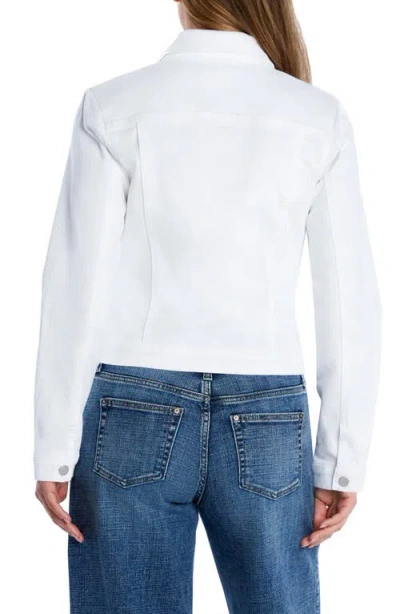Hint Of Blu Sleek Stretch Denim Trucker Jacket In White