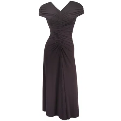 Me&thee Women's No Doubt Brown Ruche Detail Midi Dress In Brown