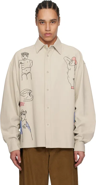 Glass Cypress Off-white Oversized 5 Figure Shirt In Gray